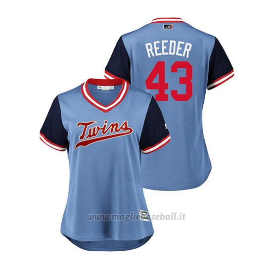 Maglia Baseball Donna Minnesota Twins Addison Reed 2018 Llws Players Weekend Reeder Light TOrnto Blue Jays